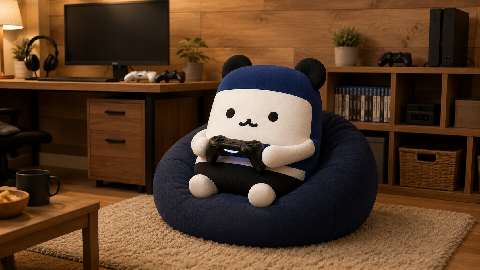 ゲーム部屋のパンダのイラスト